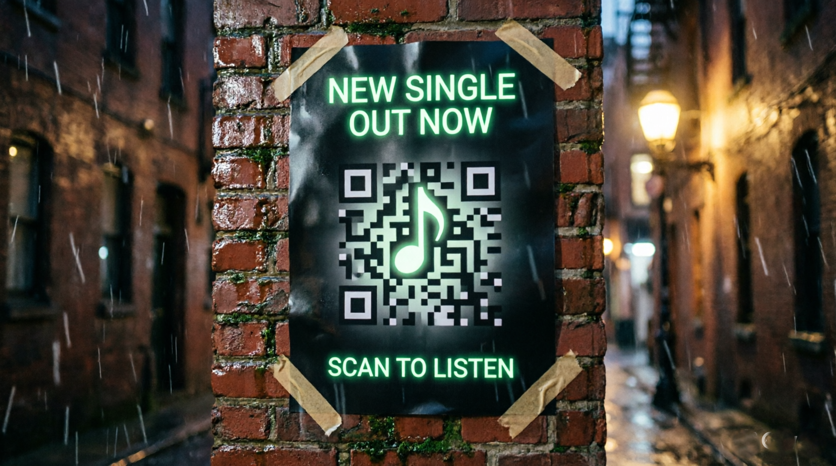 Poster featuring a glowing SoundTag QR code