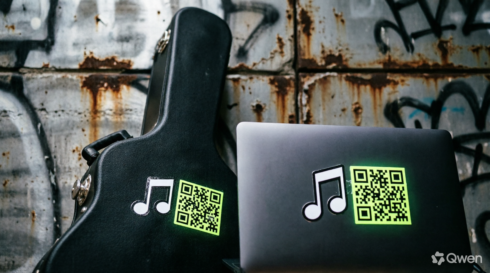 Stickers featuring a glowing SoundTag QR code